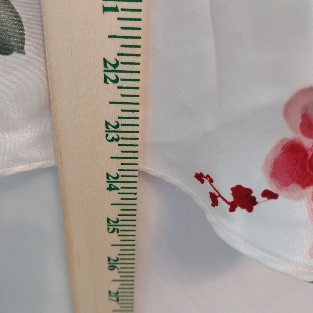 White Satin Cami L Red Rose Floral Front Tie Lingerie Style Fairycore Y2K - Picture 7 of 8